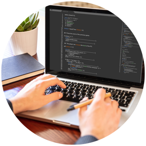 Χέρια εφήβου που προγραμματίζουν σε laptop